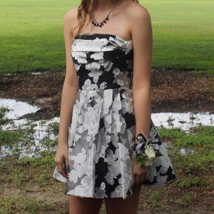 B. Darlin Floral Strapless Homecoming Dress